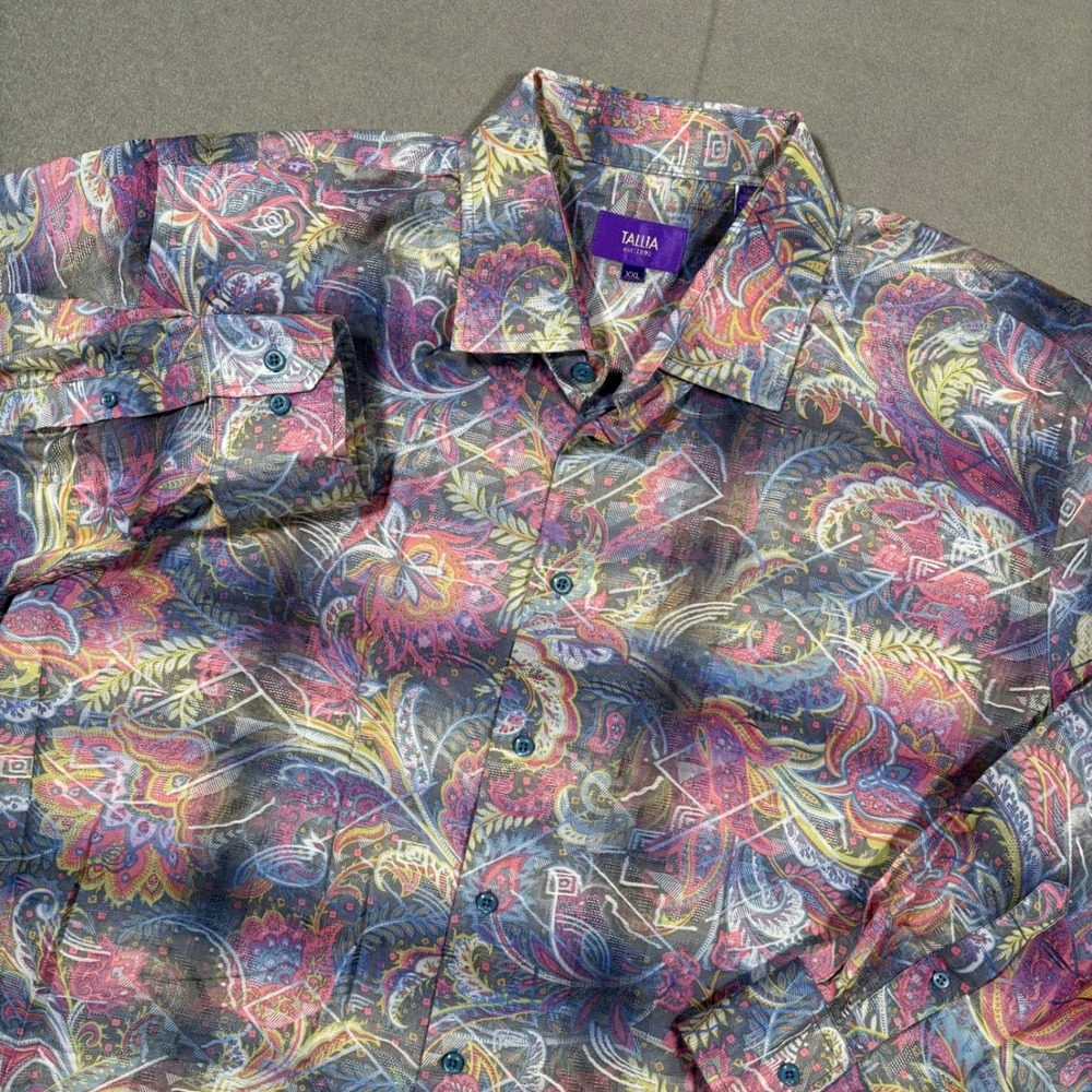 Tallia Vibrant MultiColor Button Down Casual Long Sleeve Shirt Mens XX-Large